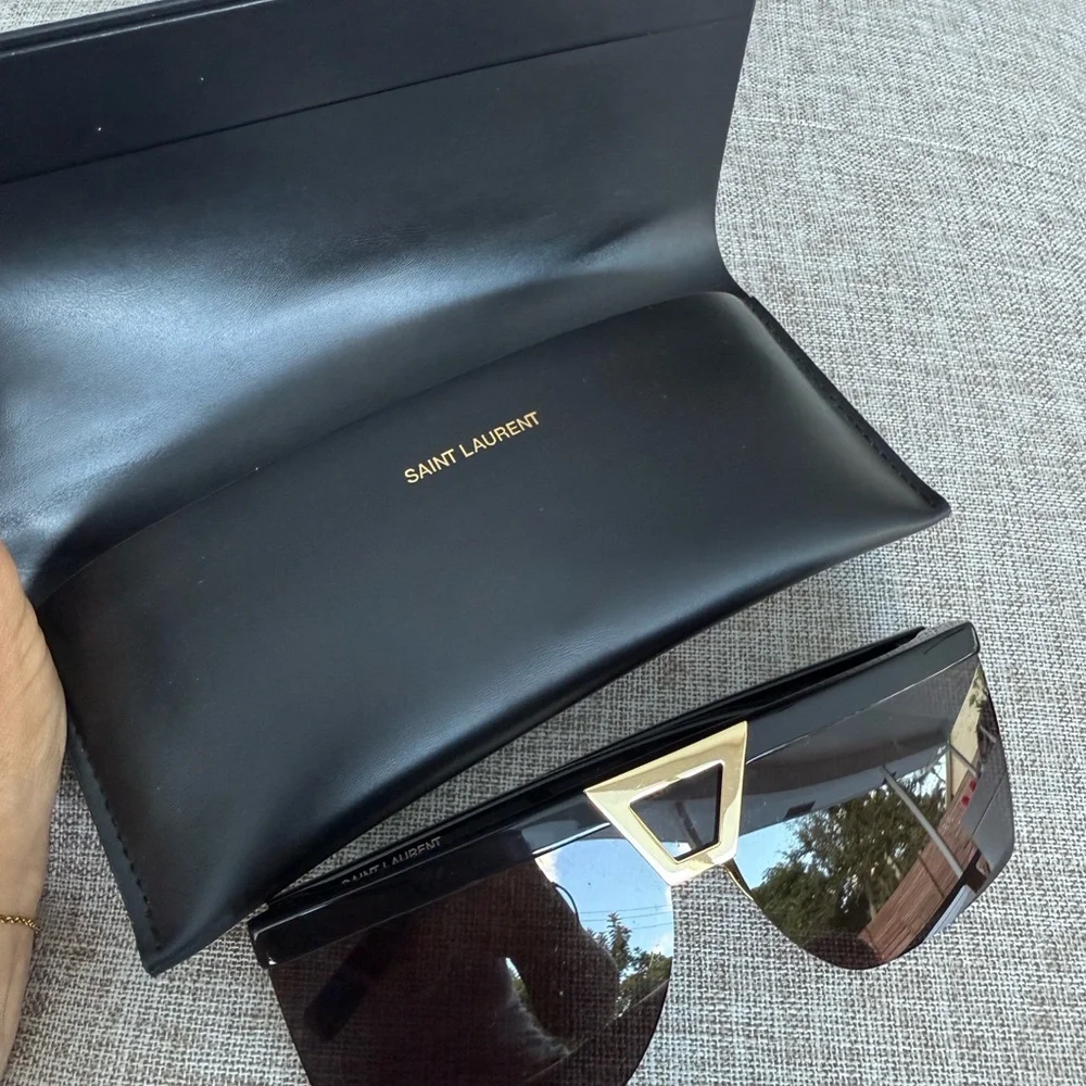 Yves Saint Laurent Black and Gold Sunglasses - Picture 6 of 9